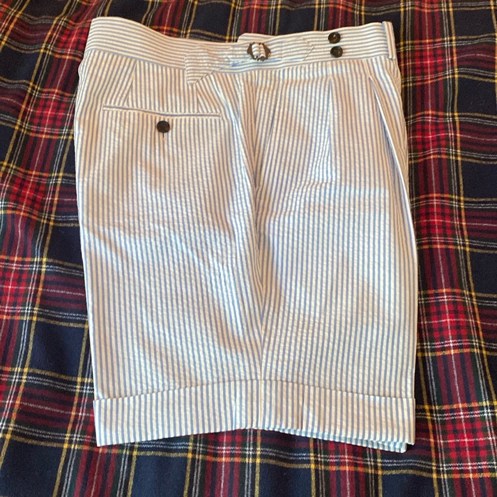 Spier & Mackay high rise shorts in real seersucker